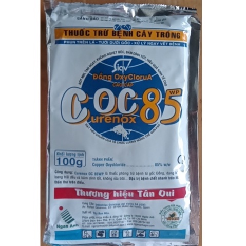 ĐỒNG OXYCLORUA CAO CẤP COC85 là thuốc phòng trị nấm bệnh, diệt vi khuẩn căn bản từ gốc đồng qua hệ thống thân, (KL 100gr