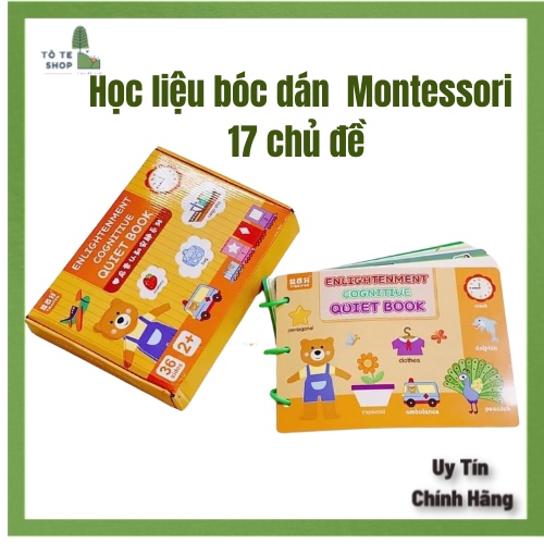 Học liệu bóc dán Montessory cho bé, học liệu busy book bóc dán thông minh 17 chủ đề, Sách bóc dán tiếng Anh