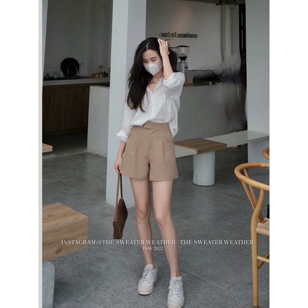 (Ảnh thật) Quần short vải cạp cao giấu cúc the.sweaterweather TSW | WebRaoVat - webraovat.net.vn