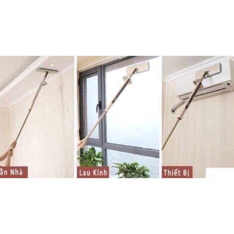Câu lau nhà tự vắt+2 bông lau