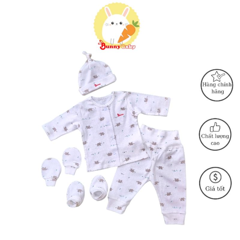 Bunnybaby - Bộ quần áo sơ sinh cao cấp Bunny cho bé trai bao gồm mũ vớ