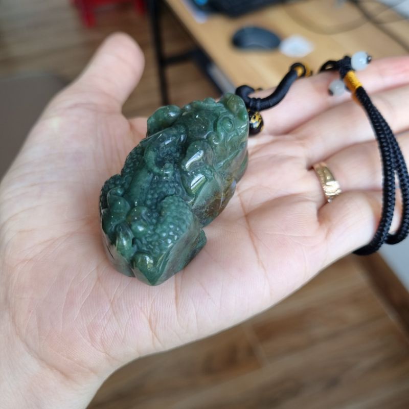 Dây Chuyền Nam Tỳ Hưu Màu Xanh Rêu Ngọc Tảo