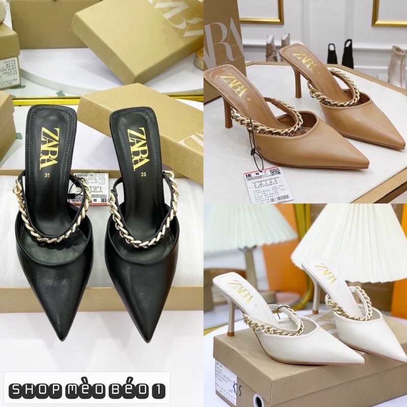 Giày sục zara bít mũi quai xích gót nhọn xuất dư fullbox