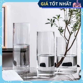 Bình cắm hoa thủy tinh decor, bình bông trang trí hình trụ tròn Cylinder