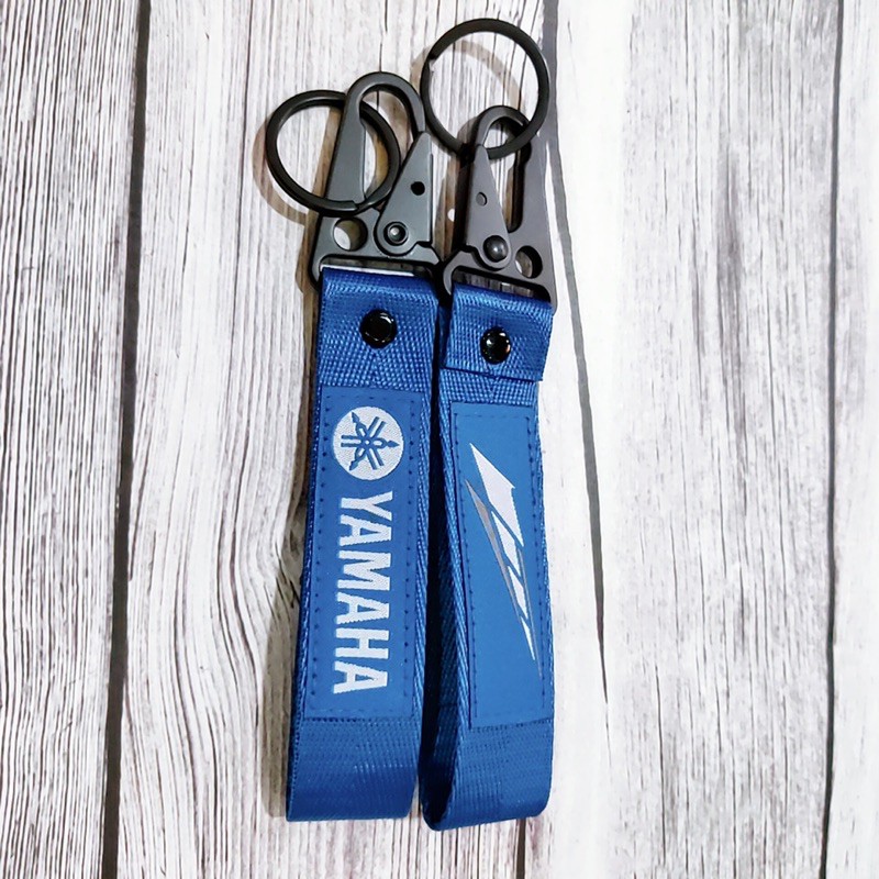 Móc khóa dây hãng Yamaha Suzuki móc bằng thép không gỉ, logo vải thêu