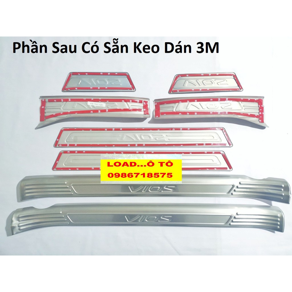 Ốp bậc cửa, Nẹp Bước Chân Xe Toyota Vios 2023-2019 Trong, Ngoài Hàng Inox, Ốp bậc chân Vios