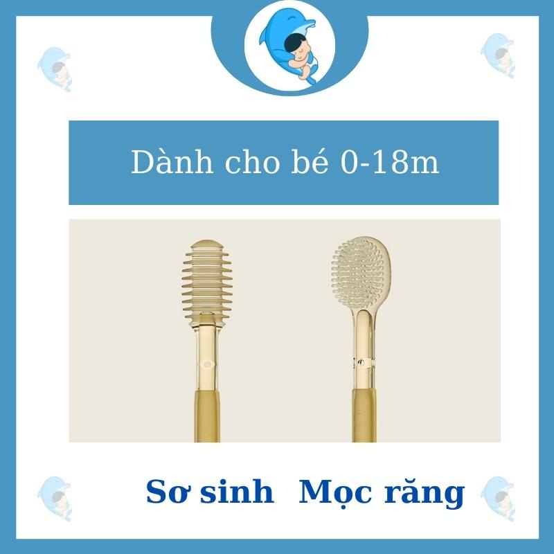 Set rơ lưỡi và bàn chải đánh răng bằng silicon giúp vệ sinh răng miệng cho bé từ 0-18m