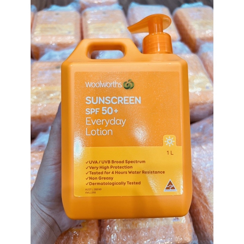 Kem chống nắng Woolworths Úc, Kem chống nắng 1 lít, Kem chống nắng can 50SPF++ (date 2025)