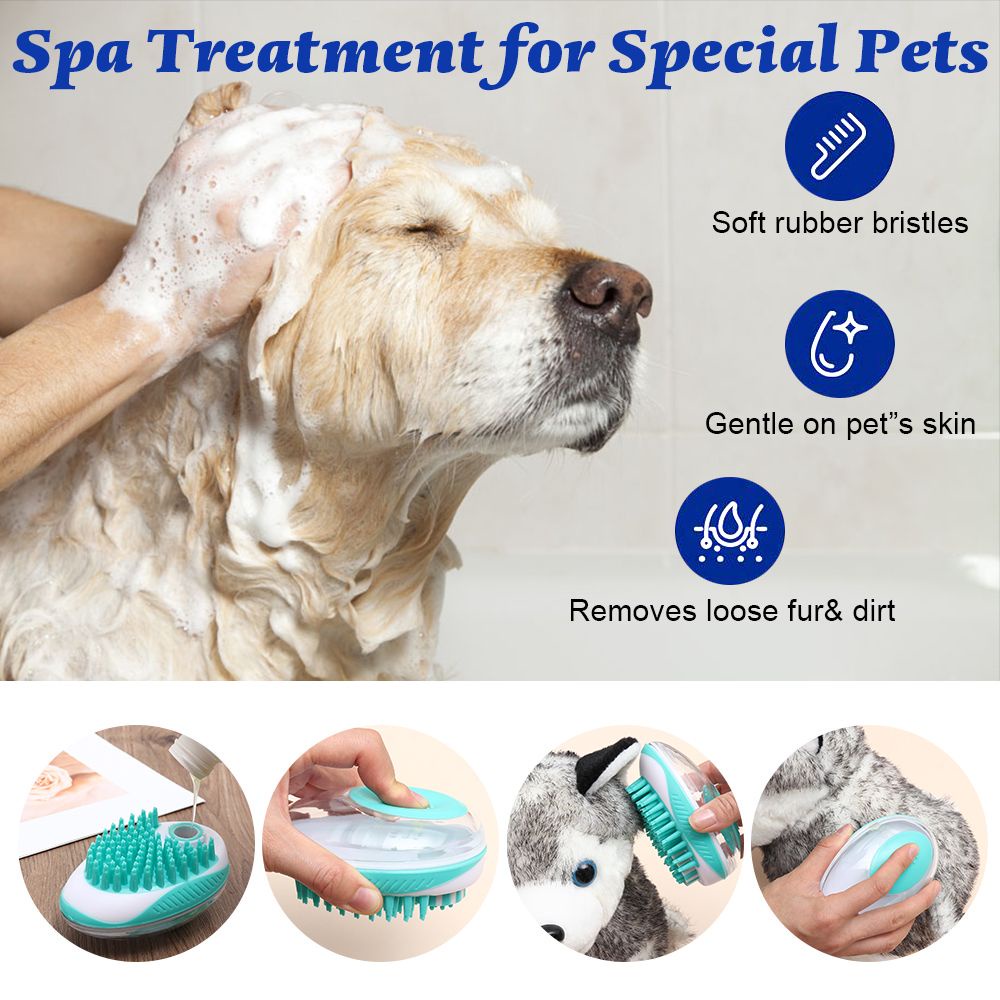 Bàn Chải Silicon Mềm Mát Xa Tắm Cho Thú Cưng Nhiều Màu Sắc