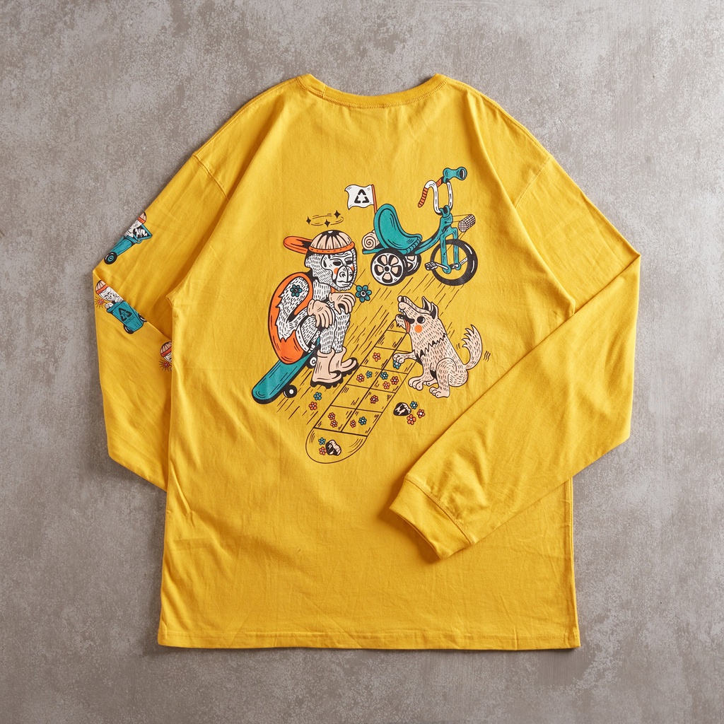 Áo Thun Tay Dài Gori Oldskull | Màu Vàng Họa Tiết Goricycle Năng Động