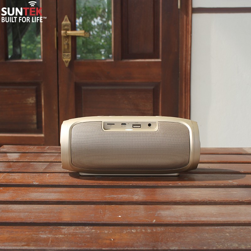 [XẢ KHO] Loa Bluetooth Không Dây SUNTEK H14 (Vàng) - Công suất 8W với 2 loa chính và 1 loa Bass Passive Radiator