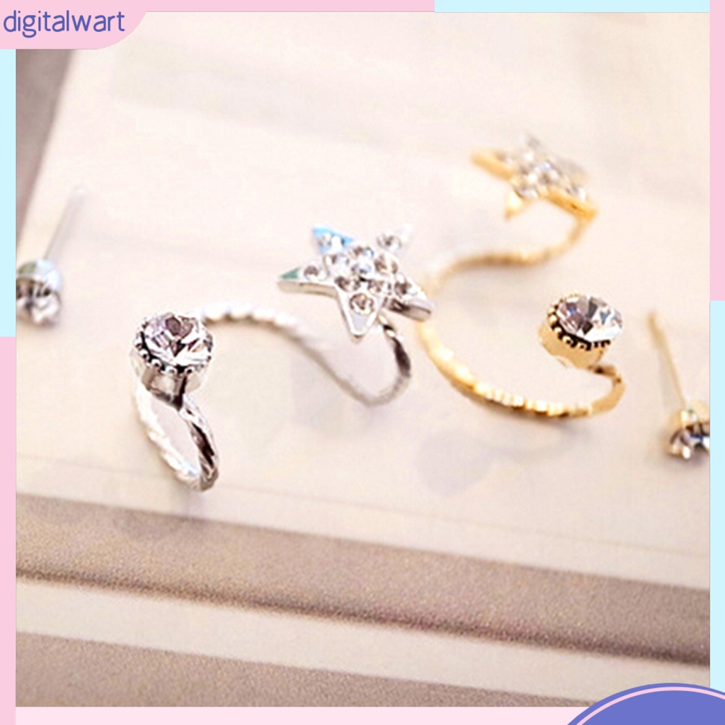 Khuyên vành tai đơn đính đá quý nhân tạo lấp lánh sang trọng dành cho nữ