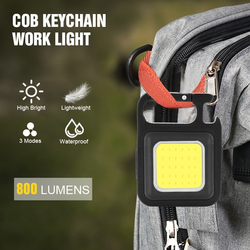 Móc Khóa Đèn Led COB 3 Chế Độ 800 Lumens Có Thể Sạc Lại Tiện Dụng