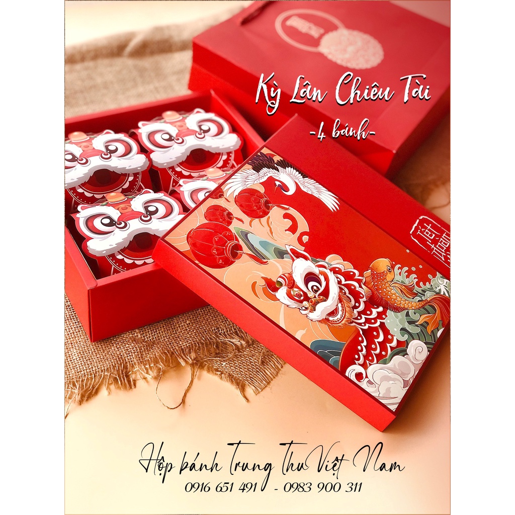 Hộp Trung Thu 4 Bánh KỲ LÂN CHIÊU TÀI