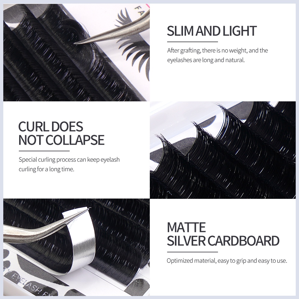 [Hàng mới về] Bộ lông mi giả dài 0.15 10mm bằng sợi tổng hợp tiện lợi