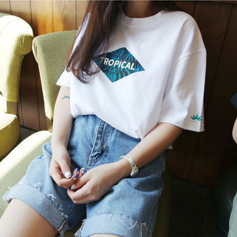 Áo Thun Ngắn Tay Cổ Tròn In Hình Thời Trang Cho Cặp Đôi
