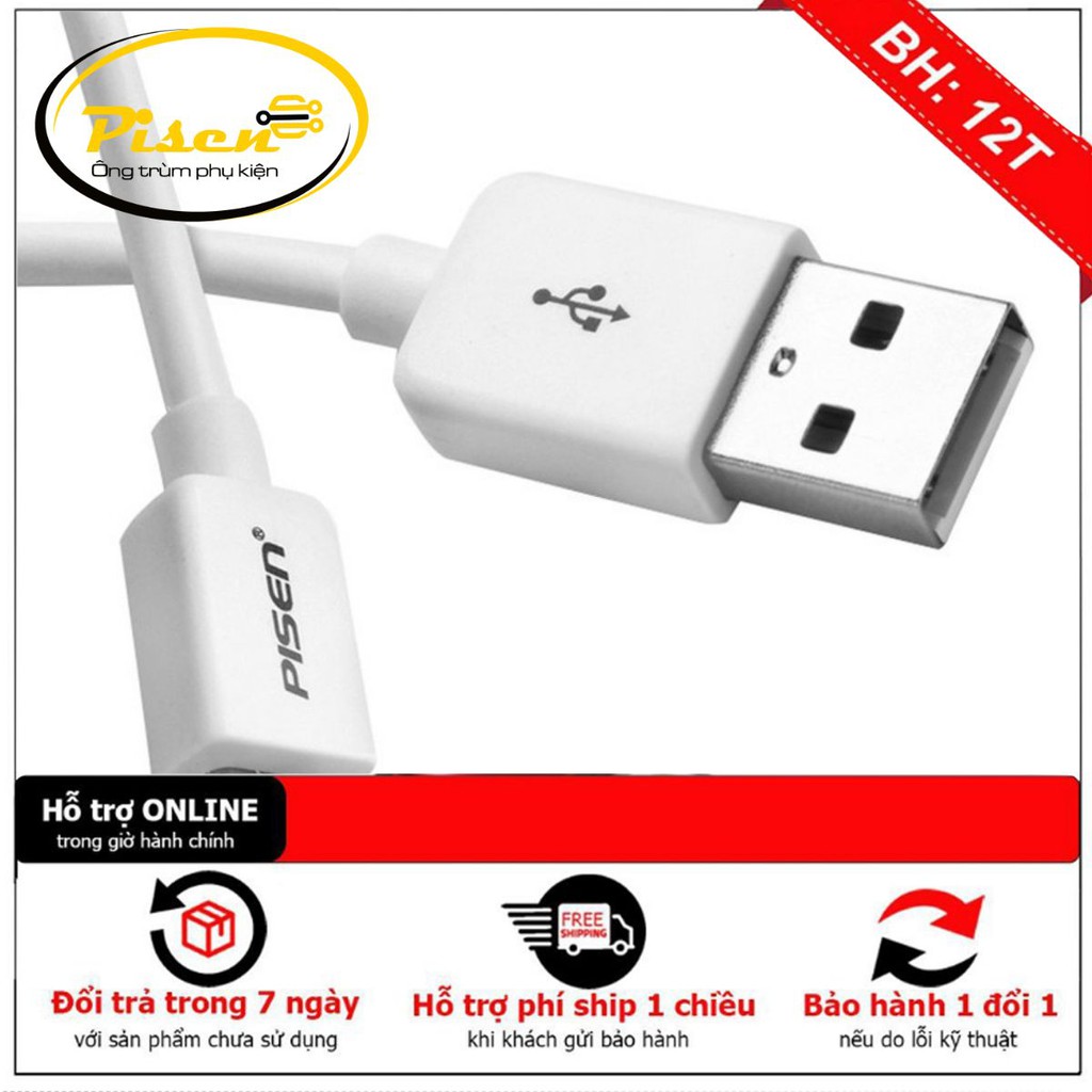 🔰 [ FREE SHIP ] Cáp sạc điện thoại Pisen Micro USB 400mm - Hàng Chính Hãng ✅