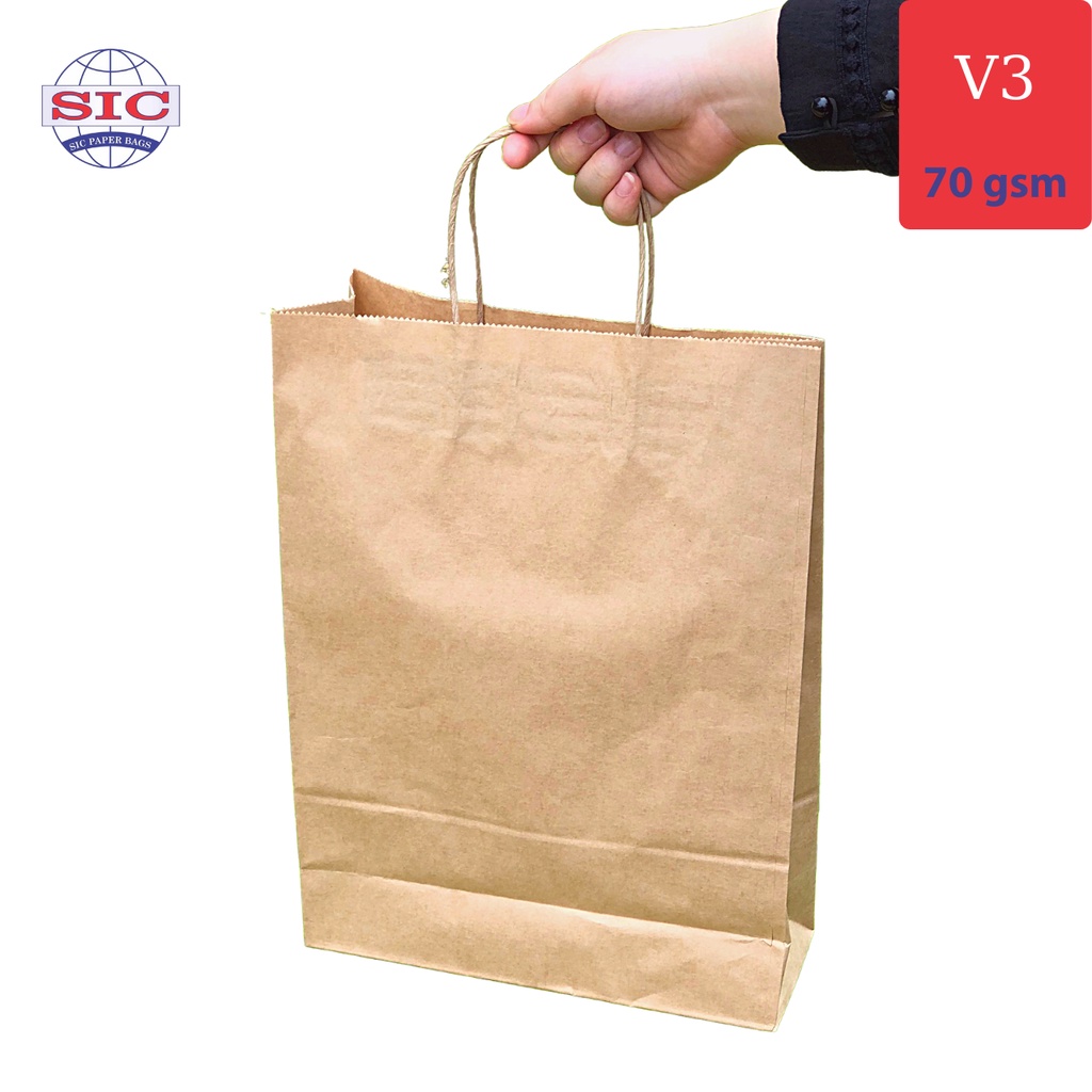[SET 100 CHIẾC] TÚI GIẤY KRAFT V3- 25x10x30 CÓ QUAI (ẢNH THẬT)