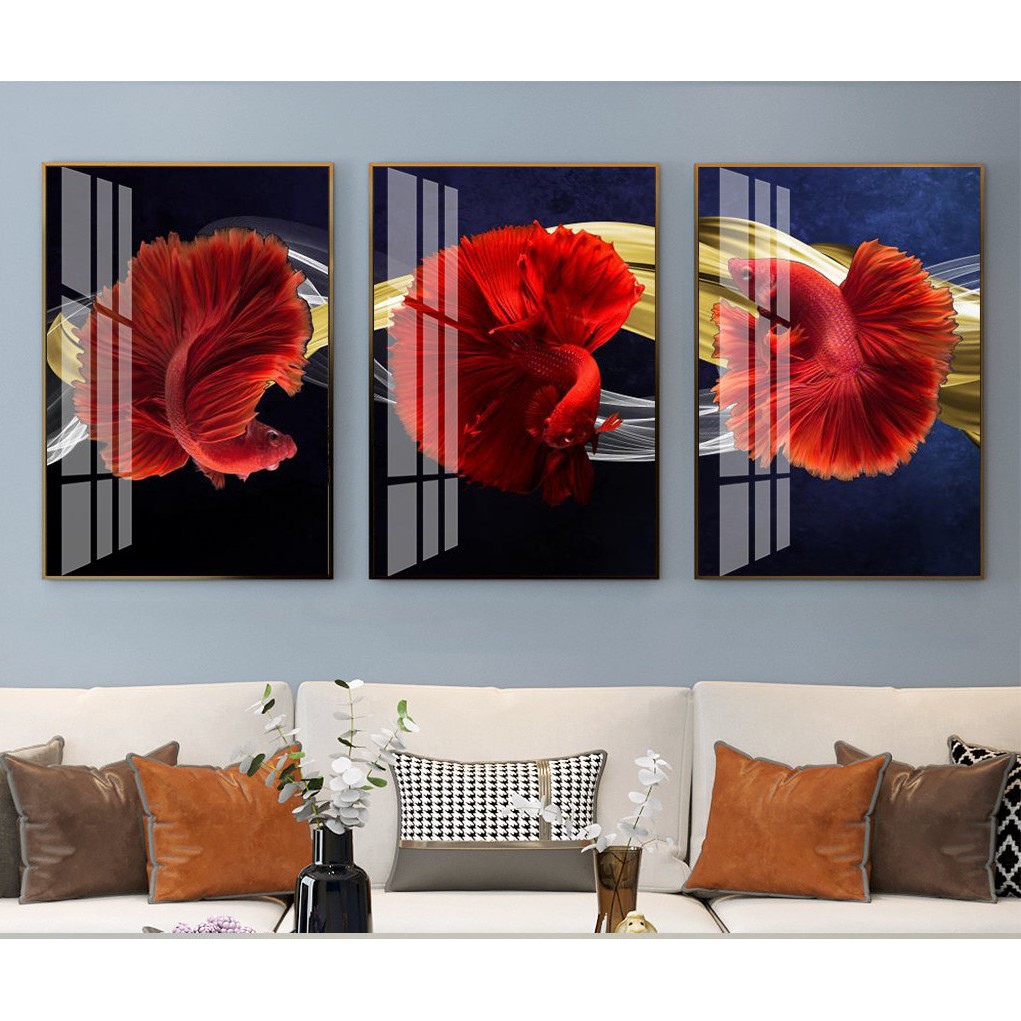 TRANH BỘ 3 TREO TƯỜNG CỠ ĐẠI (30 x 40cm x3 bức) - HƯƠU TÀI VƯỢN - GIÁ RẺ - MELYHOME- TB31009FGC5