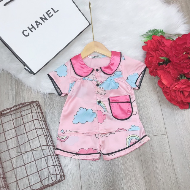 Bộ pijama lụa mềm mát cho bé gái - BPLN4
