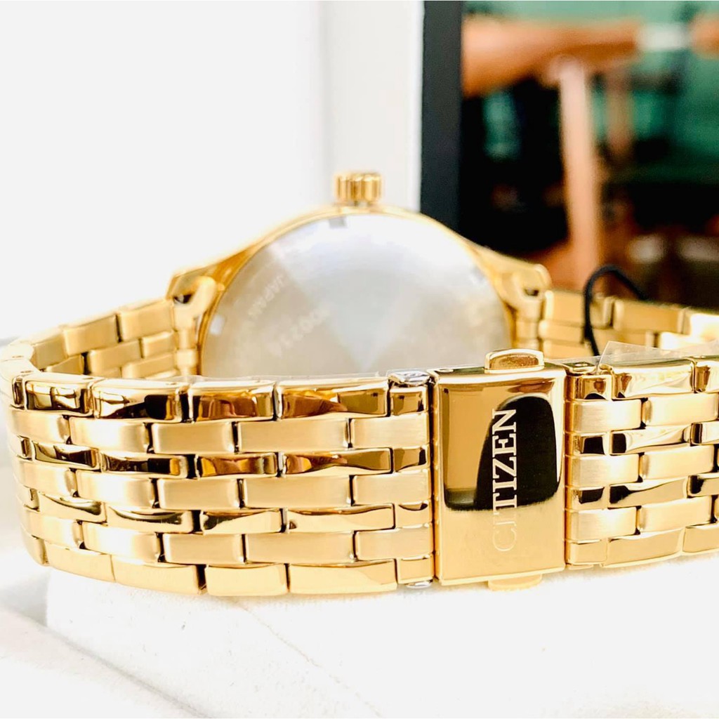 Đồng hồ Nam chính hãng Citizen Automatic NH8352-53P Vàng,Mặt vàng,Lịch-Máy cơ tự động-Dây kim loại cao cấp-Size 40mm