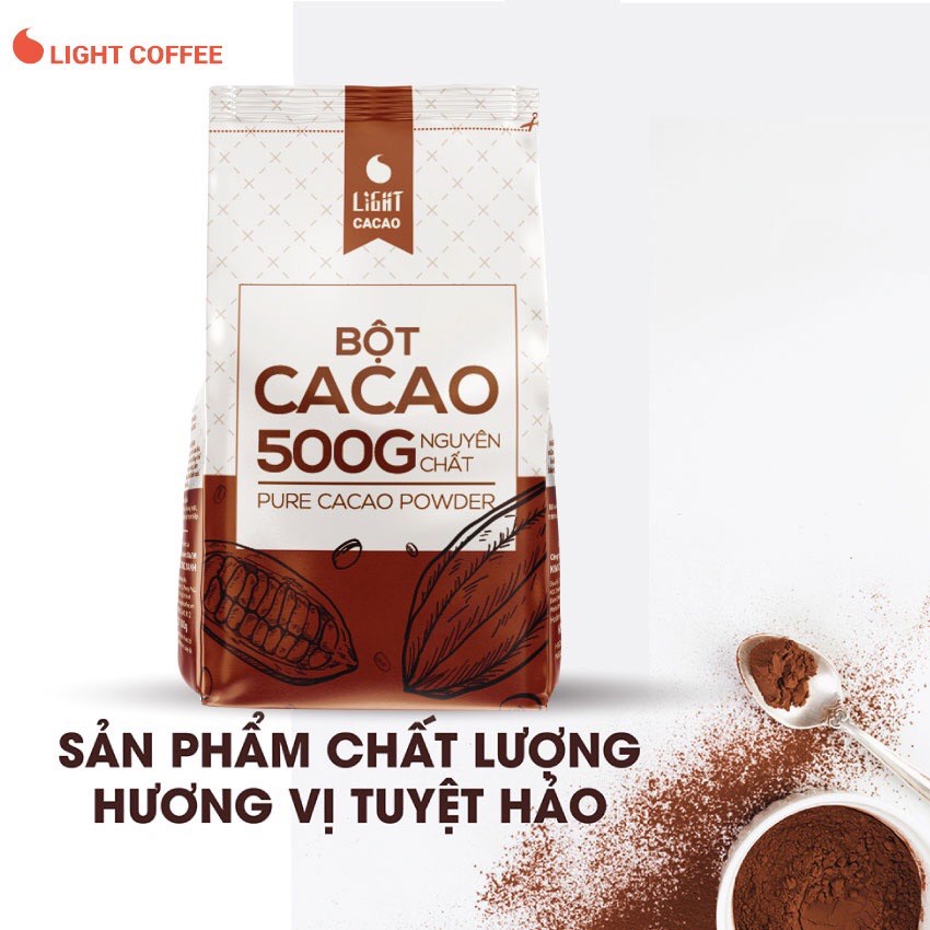 [Giao Hoả Tốc HCM] Bột Cacao Nguyên Chất Light Coffee Gói 500g_Giúp Cơ Thể có cảm giác No lúc Keto Cùng Đừong Ăn Kiêng