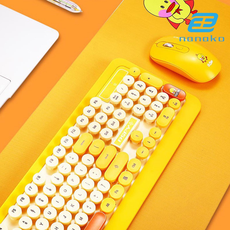 Cartoon Cute Low Noise Waterproof 2.4G Wireless Keyboard And Mouse Set