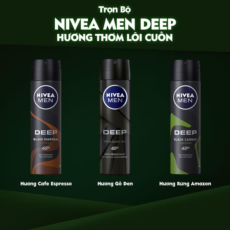 Xịt khử mùi Nivea Men Deep than hoạt tính 150ml