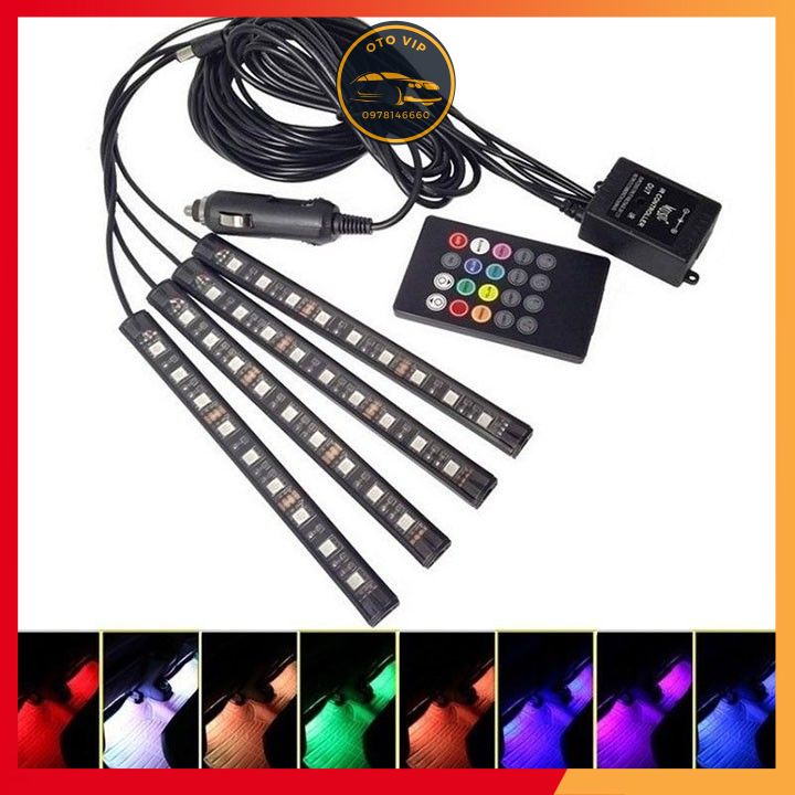 Đèn led gầm, led sàn xe ô tô có cảm biến nháy theo nhạc đầu USB, đầu cắm tẩu