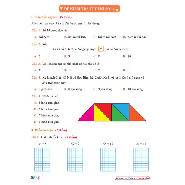 Sách - Combo Bài Tập Tuần và Đề Kiểm Tra Toán 1 - Cánh Diều - Học Kì 2 (2 cuốn)