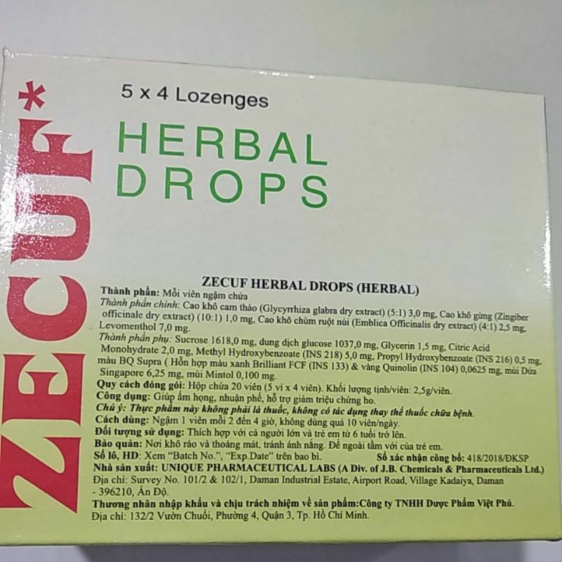 Kẹo Zecup ngậm ho, viêm họng
