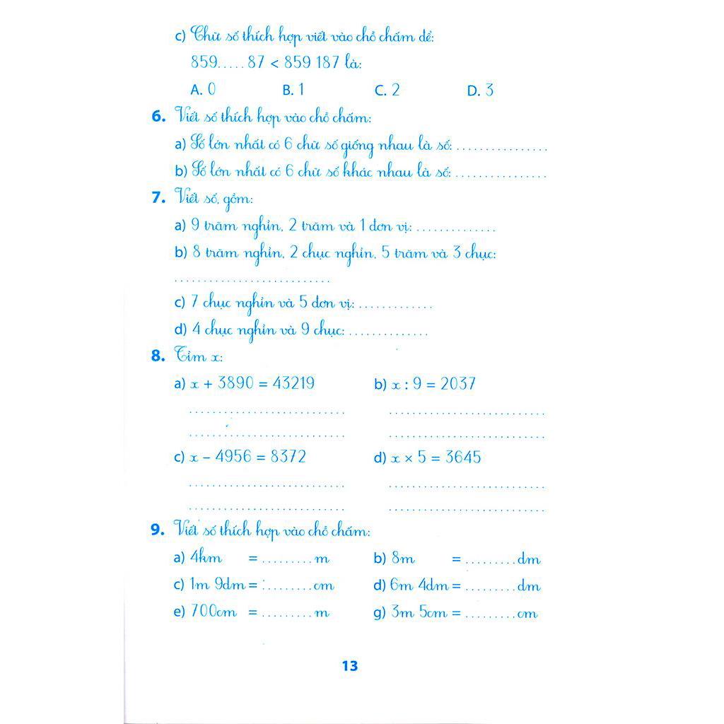 Sách Vở Bài Tập Môn Toán Học Kì 1 (Lớp 4)