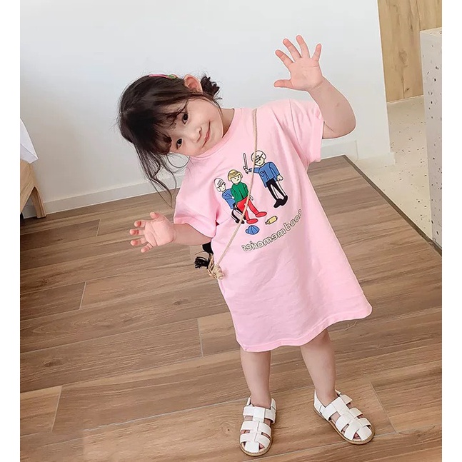 Váy bé gái, đầm bé gái chất cotton thoáng mát, váy suông bé gái dễ thương 10 - 45kg VBG06
