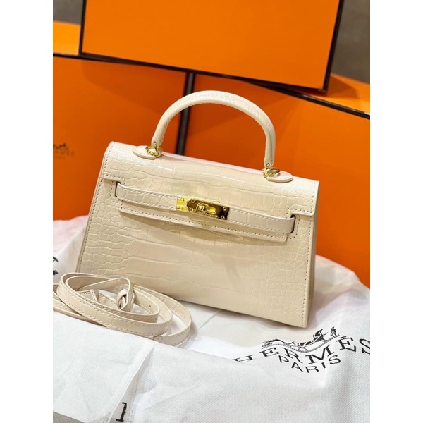 M2506 Túi Hm kelly da rắn bóng size 20, 22 tặng kèm khăn quấn túi