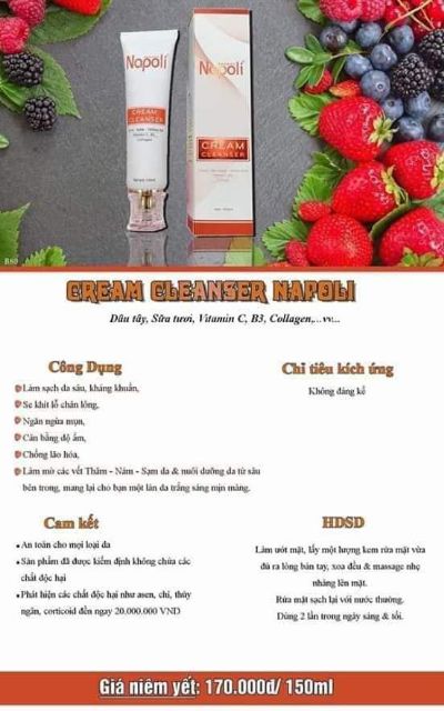 CREAM CLEANSER NAPOLI Kem Rửa Mặt 🍓Chính Hãng 🍓 Sữa Rửa Mặt Napoli - Hải Âu Việt