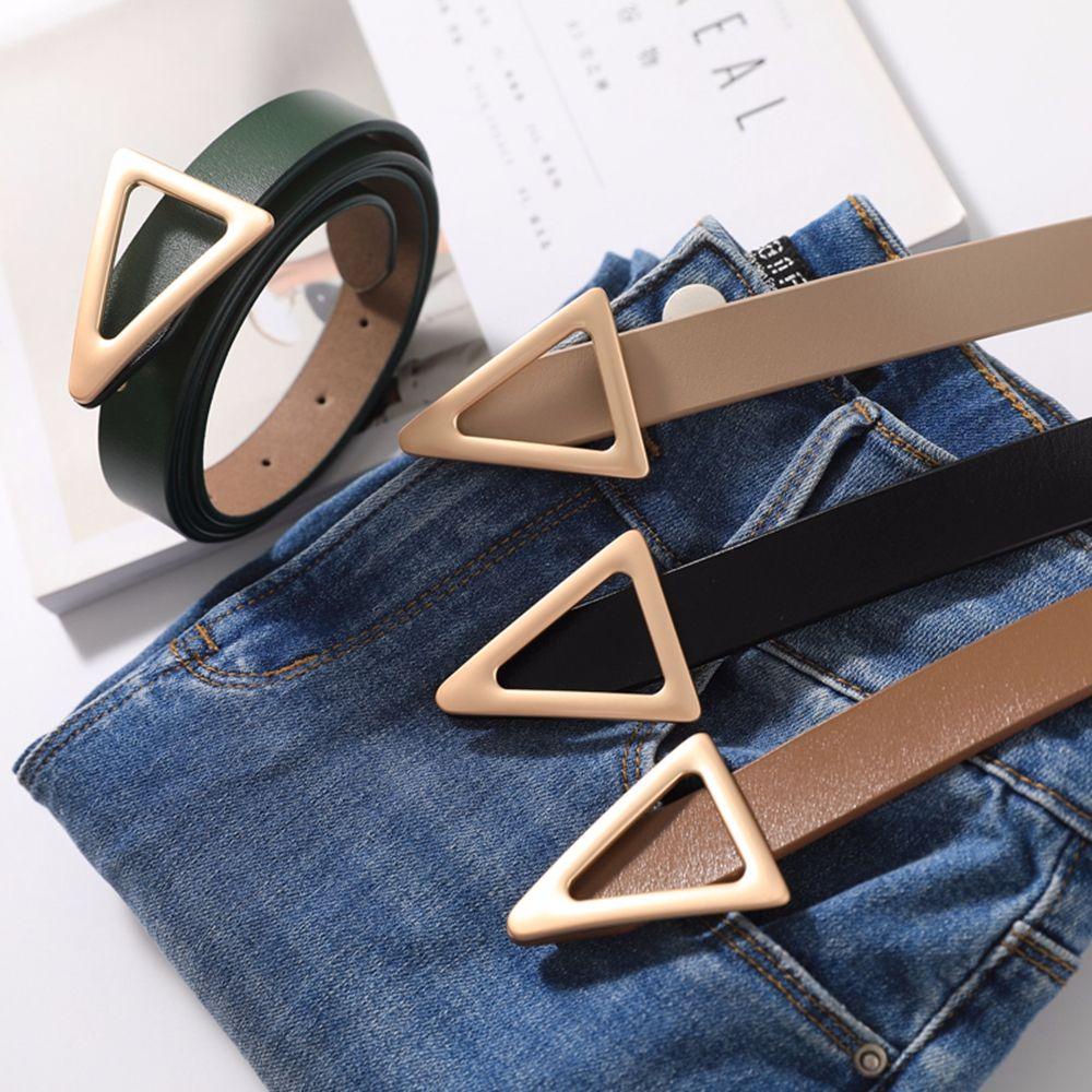 Thắt Lưng Da PU Khóa Kim Loại Tam Giác Thời Trang Unisex