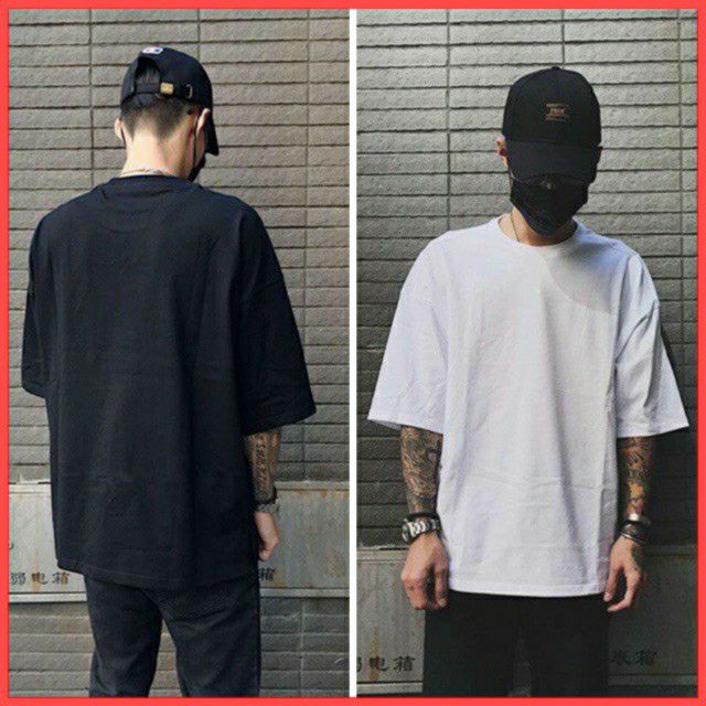 Áo tay lỡ trơn dáng rộng Hàn Quốc unisex nam nữ dưới 80kg