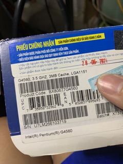 Cpu G4560  socket 1151 còn bảo hành 6-2021
