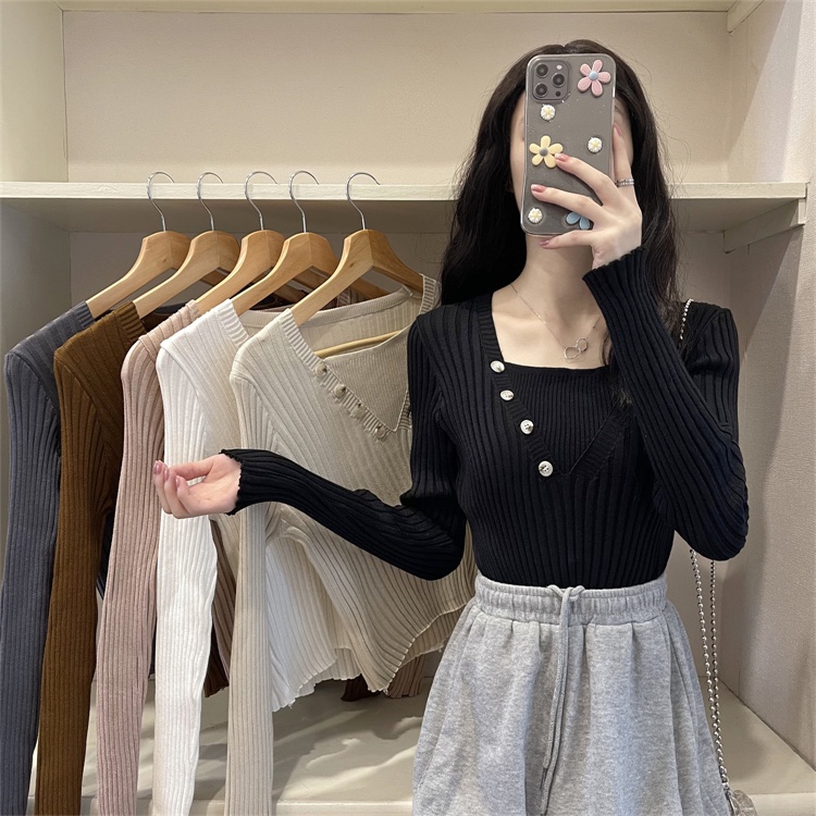 Áo Len Nữ Mùa Thu Mới Áo Sơ Mi Thời Trang Hàn Quốc Phong Cách Hàn Quốc Mỏng Dệt Kim