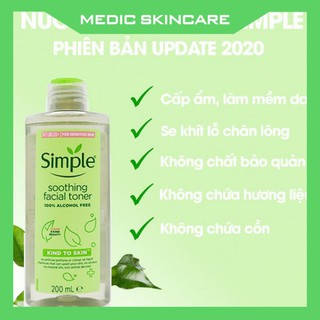 Toner Simple - Nước hoa hồng cho da nhạy cảm Simple Kind To Skin Soothing Facial Toner 200ml