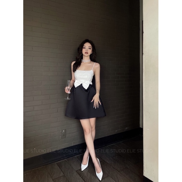 White Rose Dress - Đầm dây đính nơ