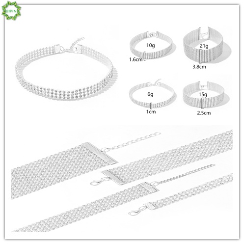 Vòng cổ choker ngắn đính đá kim cương toàn bộ có thể điều chỉnh kích thước cho nữ