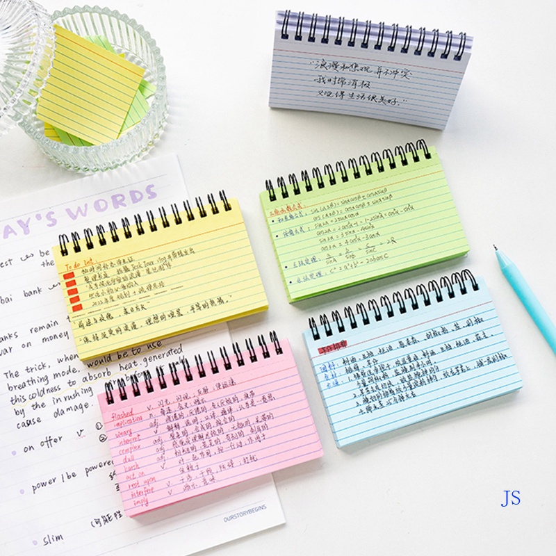 JS 50PCS Index Cards Ruled Flash Cards With Double Covers Record Revision Note Paper With Spiral 5x3 Inches