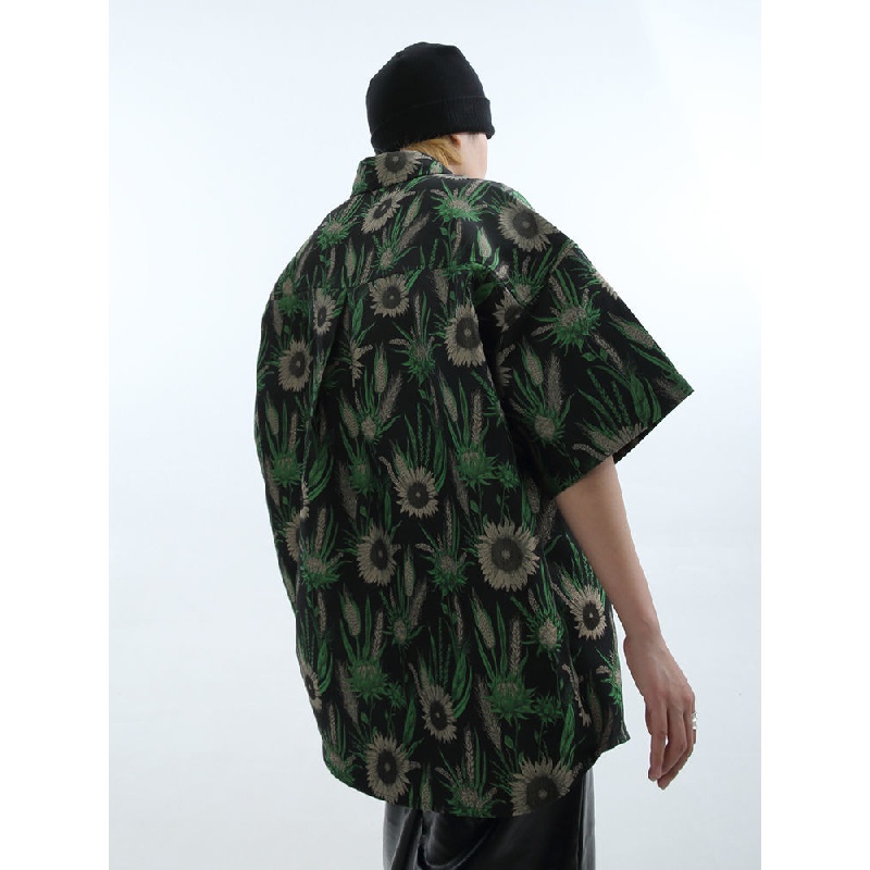 Áo Sơ Mi Tay Ngắn Họa Tiết Cỏ Đuôi Chó Thời Trang Mùa Hè Mới Cho Nam Nữ