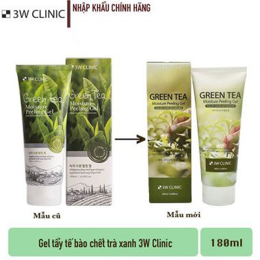 Tẩy tế bào chết trắng da sạch mụn 3W clinic green tea chiết xuất trà xanh 180 ml - hàn quốc