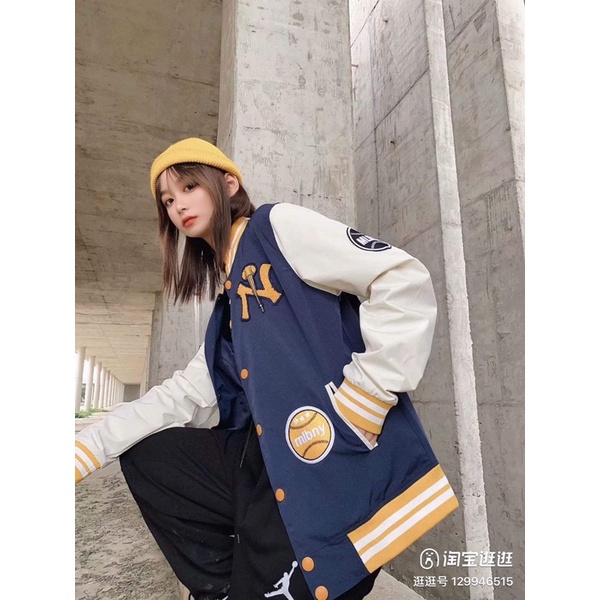 ÁO KHOÁC GIÓ BÓNG CHÀY MLBNY - ÁO BOMBER THỂ THAO - VARSITT JACKET