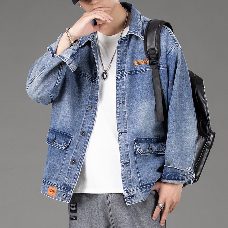 Áo Khoác denim Màu Khói Dáng Rộng Cao Cấp Thời Trang Xuân Thu Cho Nam
