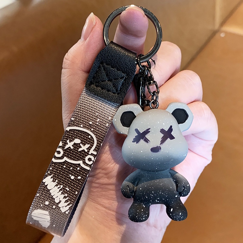 Móc khóa da Asta Accesories màu bạc xanh cao cấp chết liệu Titan chống gỉ - Móc Khóa BearX