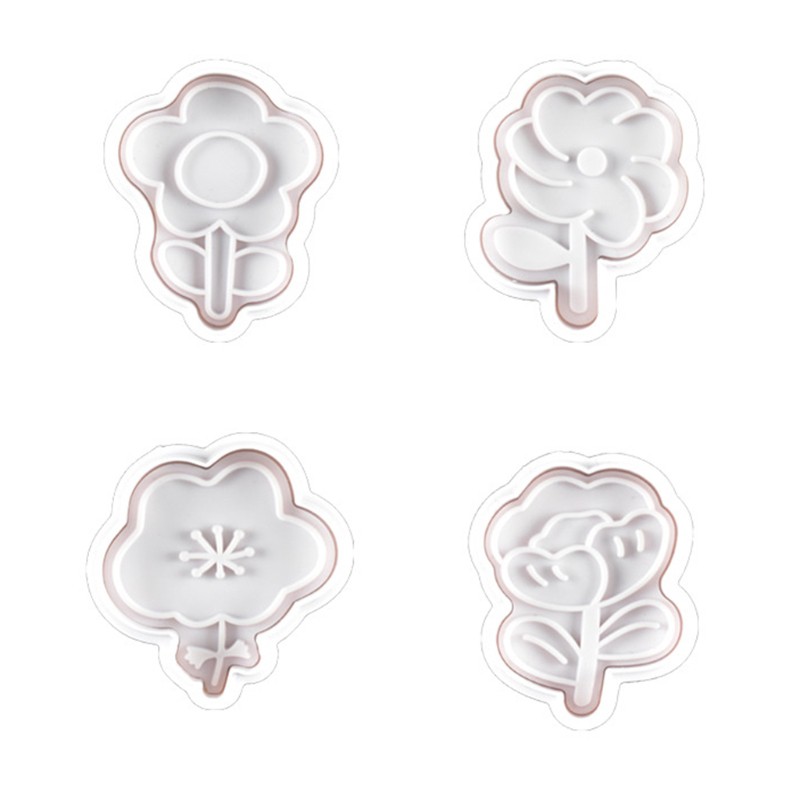 Set 8 Khuôn Cắt Bánh Quy Tạo Hình Hoa 3d Bằng Nhựa Tiện Dụng