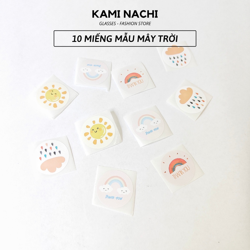 Bộ 10 miếng nhãn dán decal hình tròn chữ cảm ơn KAMI NACHI